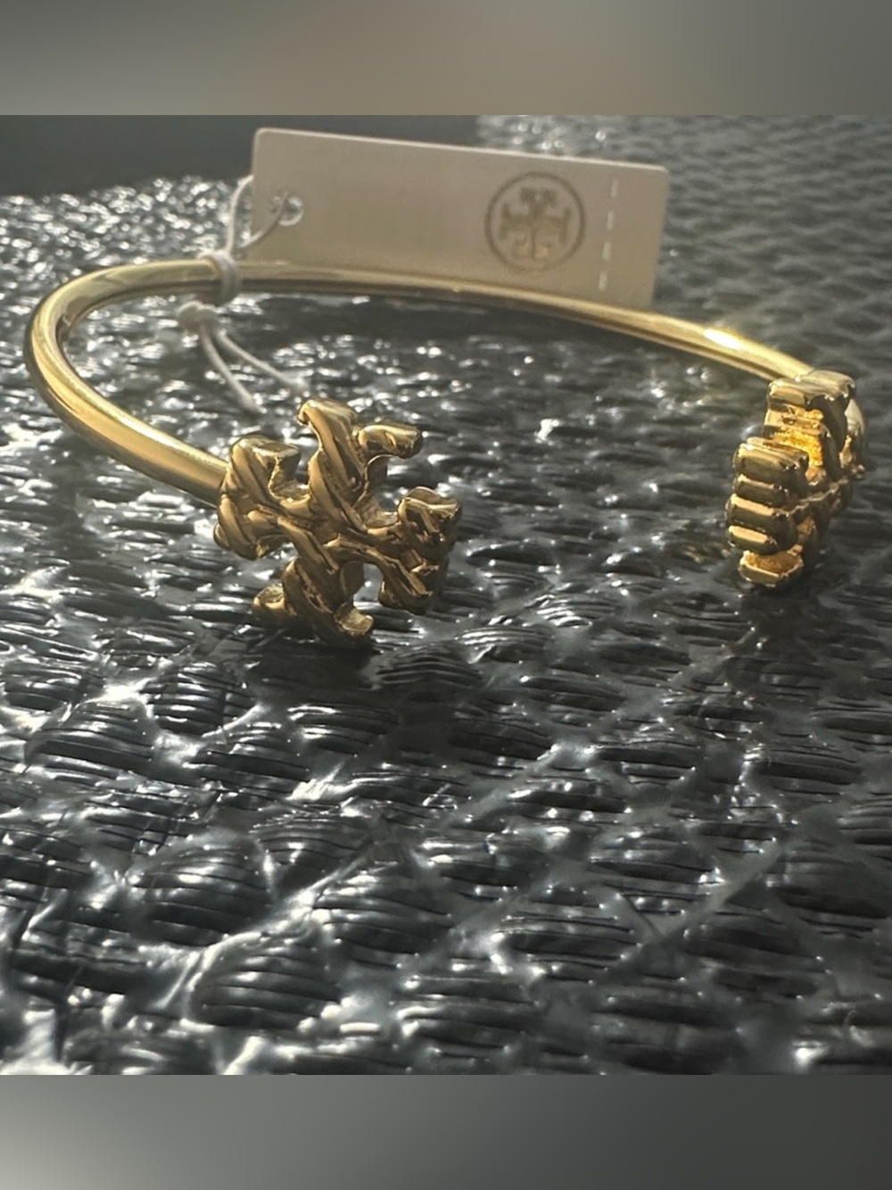 Tory Burch Gold-Tone Miller Logo Open Cuff Bracelet